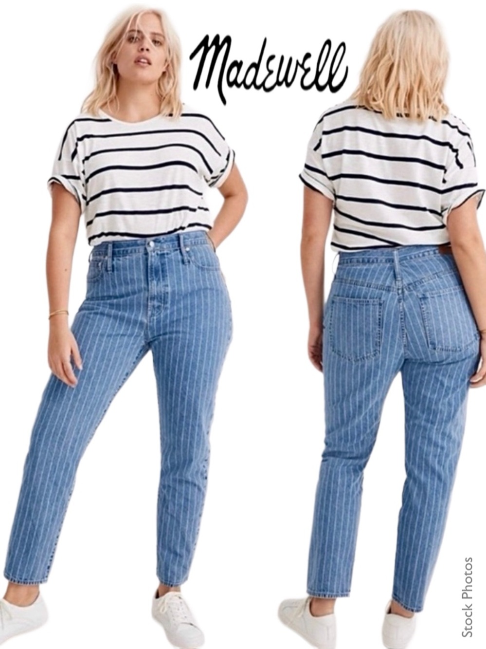 Madewell The Perfect Vintage Crop Jean High-Rise Pinstripe Edition L3915 (32)